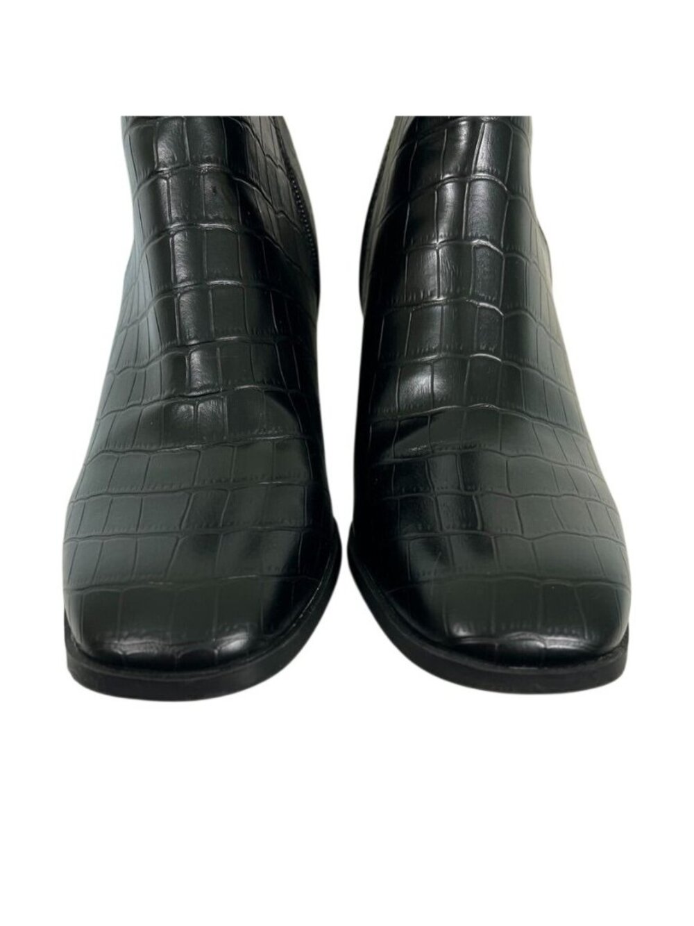 Kenneth Cole Black Croc Embossed Ankle Boots Block Heel Women Sz 9 NWOB 90s Y2K - Picture 3 of 14